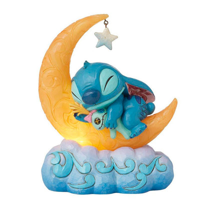 Figura Luminosa Stitch Y Scrump en la Luna - Disney Jim Shore 18cm